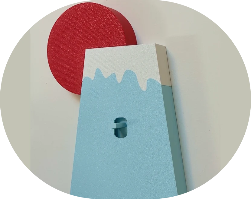 Cover with a blue mountain and a red sun: a custom design example