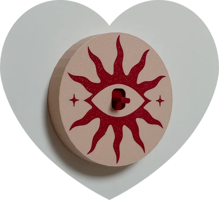 Round cover with a red sun